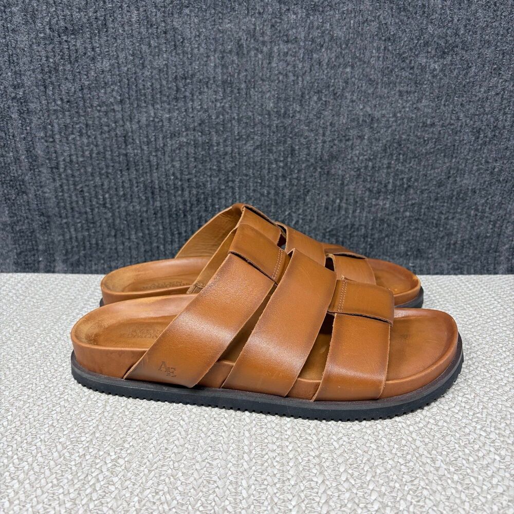 Allen Edmonds Davis Leather Sandals Slides Brown Fisherman Mens 9.5 D